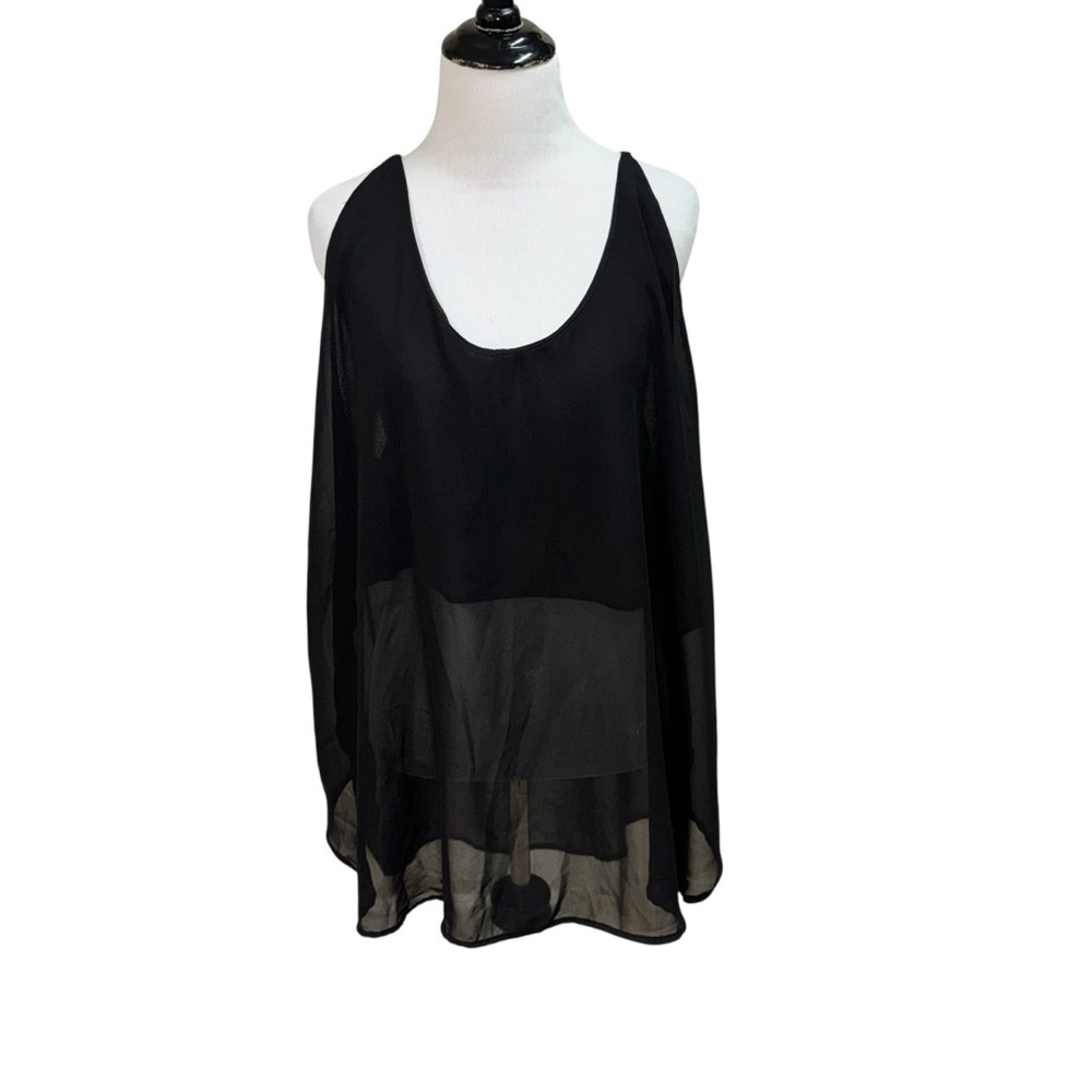 Rouge Collection Women's Size 2X Tank Top Hi-Low Cut Halter Neckline Chiffon